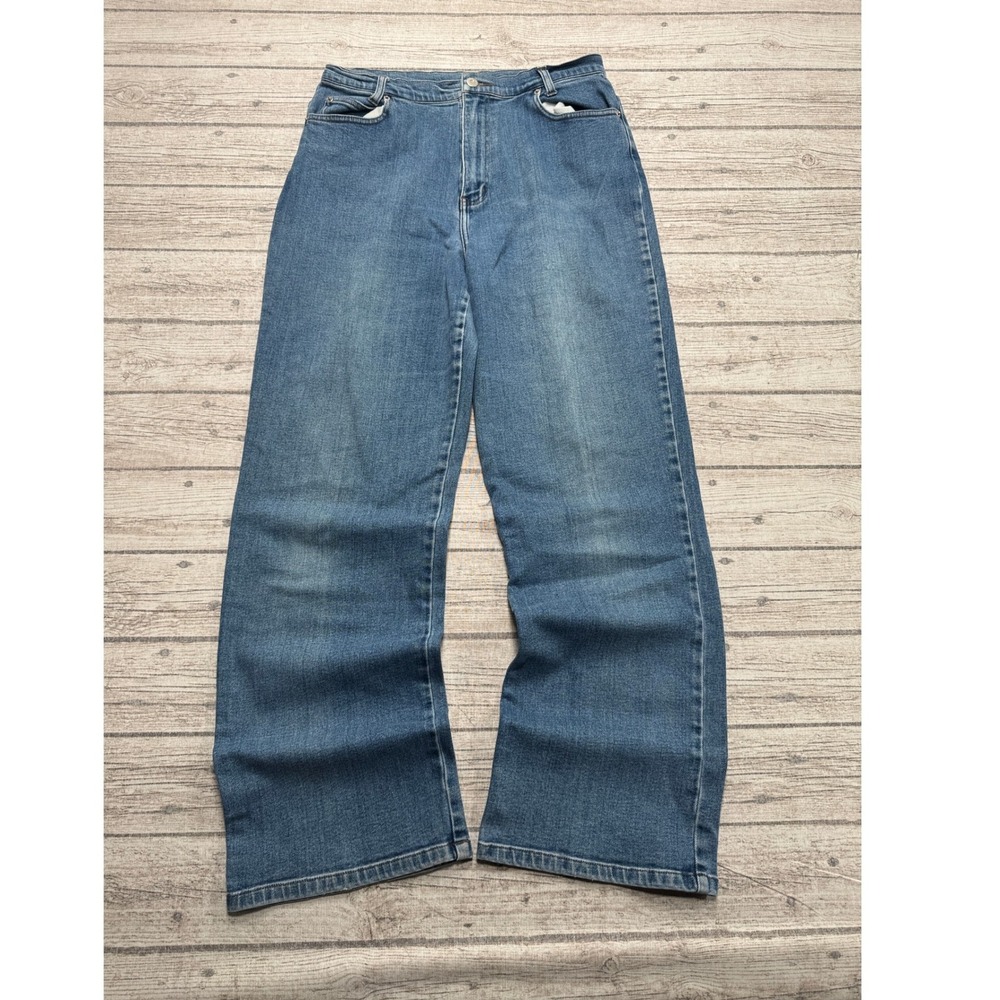Cleo Jeans Women's 12 Blue Denim High Rise Wide Leg Relaxed Fit Classic Retro